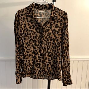 Reformation XS Animal Print Button Blouse